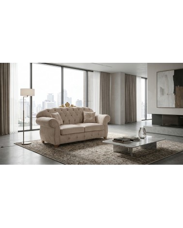 Divano Letto Chesterfield 2 Posti con corona Capitonné Personalizzabile Ecopelle Tessuto AZ02C