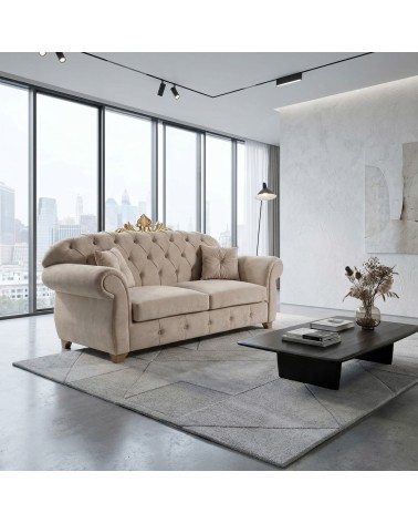 Divano Letto Chesterfield 2 Posti con corona Capitonné Personalizzabile Ecopelle Tessuto AZ02C