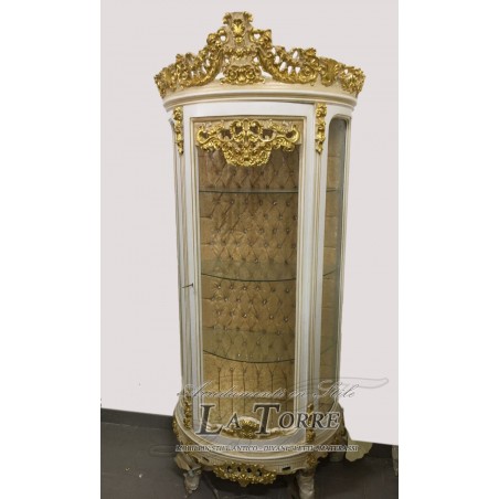 Französischer Vitrinenschrank aus Massivholz, Elfenbein und Goldglas, wa0065