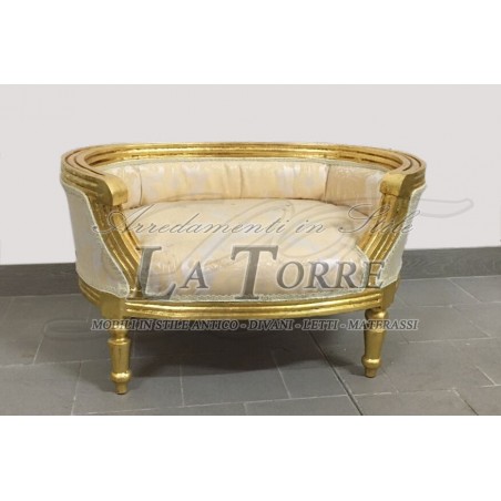 Luxuriöses Tagesbett aus massivem Holz in Gold, Sofa, Schlafbank, Hunde- oder Katzenbett