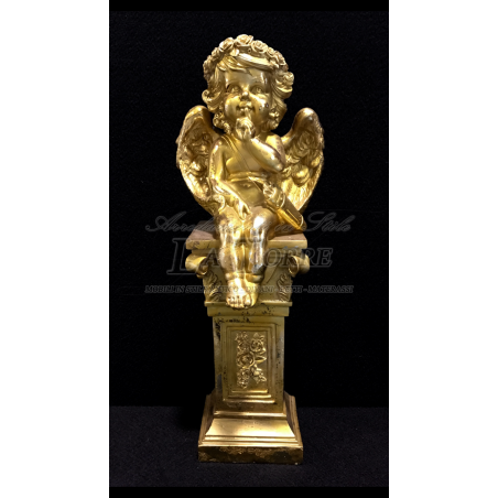 Antike barocke Engelsstatue, vergoldeter Cherub, Ornament, Heimdekoration R03