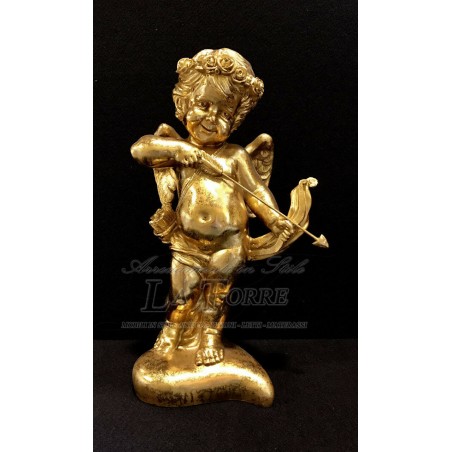Statua Angelo antico barocco foglia oro puttino soprammobile decorazione casa R08