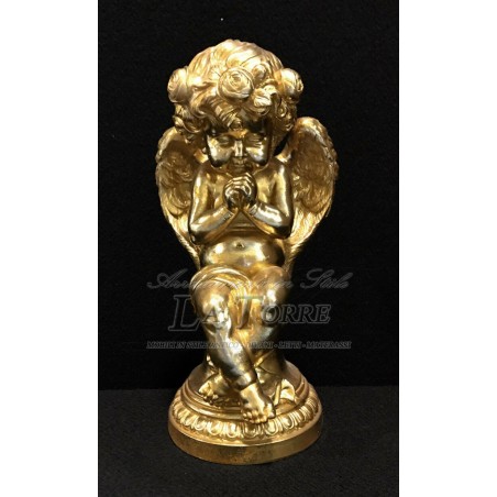 Statua Angelo antico barocco foglia oro puttino soprammobile decorazione casa R10