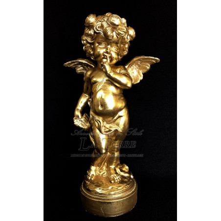 Statua Angelo antico barocco foglia oro puttino soprammobile decorazione casa R15