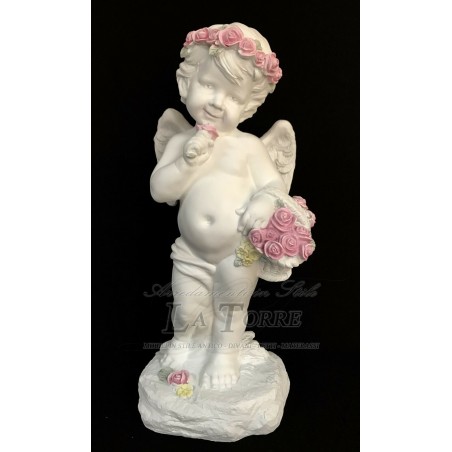 Statua Angelo antico barocco bianco puttino soprammobile decorazione casa R20