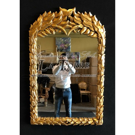 Carved antique gold leaf baroque beveled glass wall mirror S11