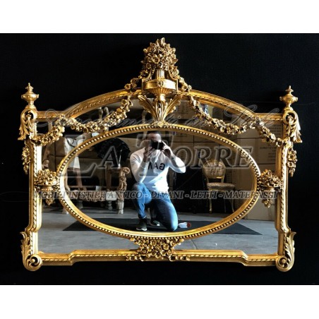 Antique gold leaf carved mirror Baroque bevelled wall mirror S17