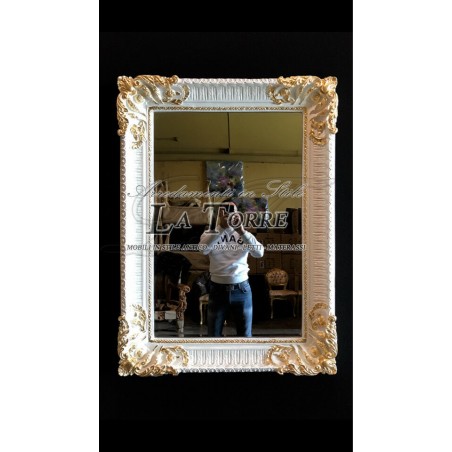 Classic ivory gold and gold beveled baroque wall mirror S31