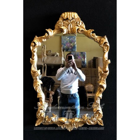 Antiker goldener Barock-Wandspiegel im Stil Louis XV S33