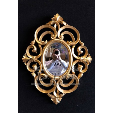 Antique gold oval perforated mirror baroque bevelled wall mirror S35