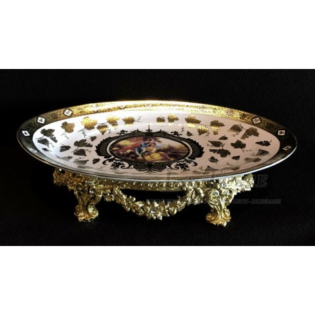 Centrotavola alzatina porta cioccolatini in porcellana bianca dipinta stile Liberty P14