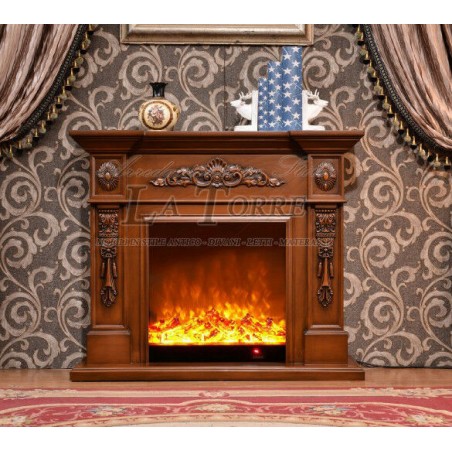 Electric fireplace Kamin fireplace solid wood Baroque English walnut 322