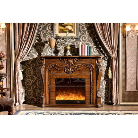 Electric fireplace Kamin fireplace solid wood Baroque English walnut 330b