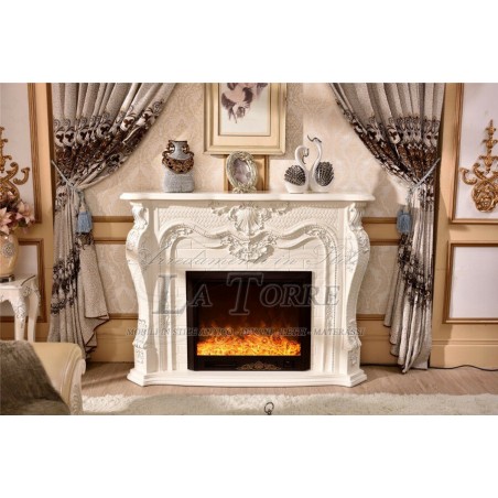 Electric fireplace Kamin fireplace solid wood Baroque English ivory 330b
