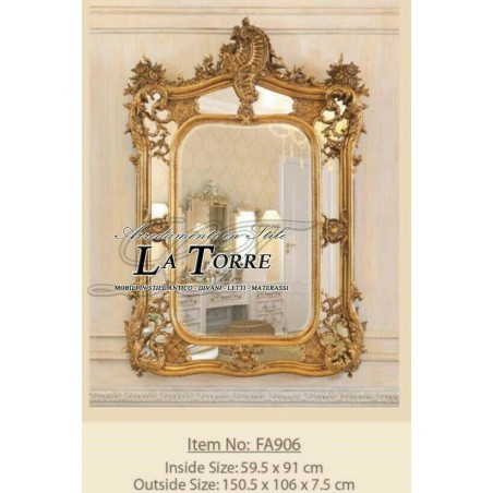 Classic gold leaf wall mirror antique style baroque cut glass FA906