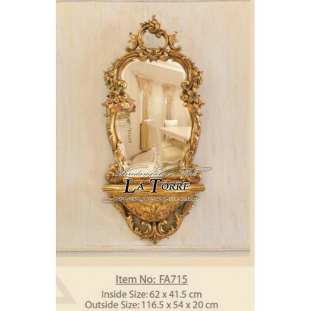 Specchiera da parete classica foglia oro stile antico vetro molato barocco FA715