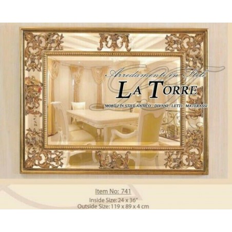 Classic gold leaf wall mirror antique style baroque beveled glass 741