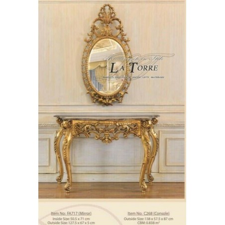 Oval wall mirror classic gold leaf antique style baroque bevelled glass Fa717