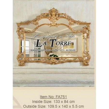 Classic gold leaf antique style baroque beveled glass wall mirror Fa751