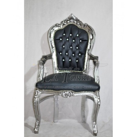 Armchair Still Louis XV Baroque Empire silver gray eco-leather AL2729