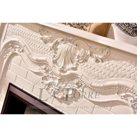Electric fireplace Kamin fireplace solid wood Baroque English ivory 330b