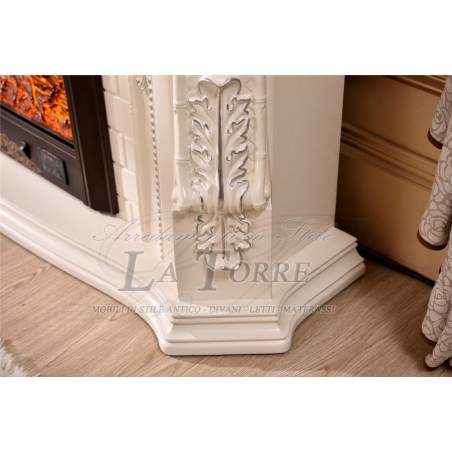 Electric fireplace Kamin fireplace solid wood Baroque English ivory 330b