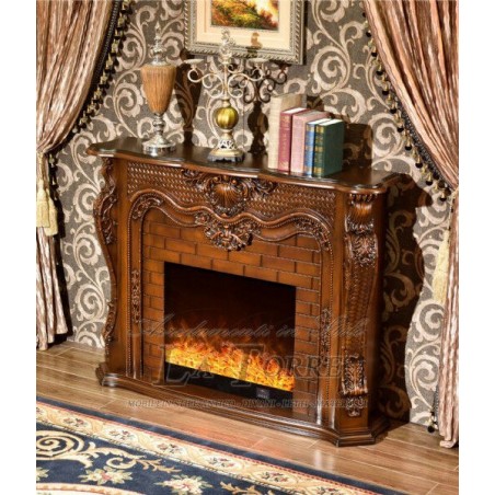 Electric fireplace Kamin fireplace solid wood Baroque English walnut 330b