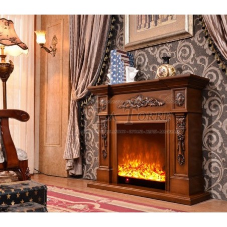 Electric fireplace Kamin fireplace solid wood Baroque English walnut 322
