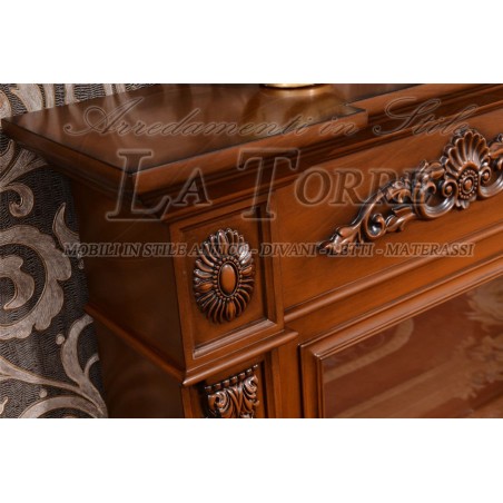 Electric fireplace Kamin fireplace solid wood Baroque English walnut 322