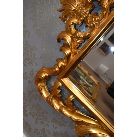 Perforated gold leaf antique style baroque beveled glass wall mirror Fa257-2