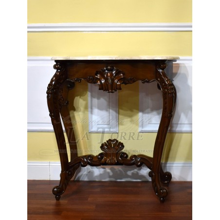 Luigi Filippo entrance console Sicilian 19th century style walnut cream marble 90 cm Na38