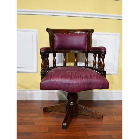 Chair Swivel office chair Flute Presidential walnut eco-leather Bordeaux Na42
