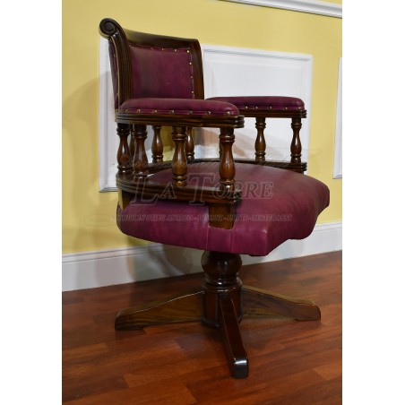 Chair Swivel office chair Flute Presidential walnut eco-leather Bordeaux Na42