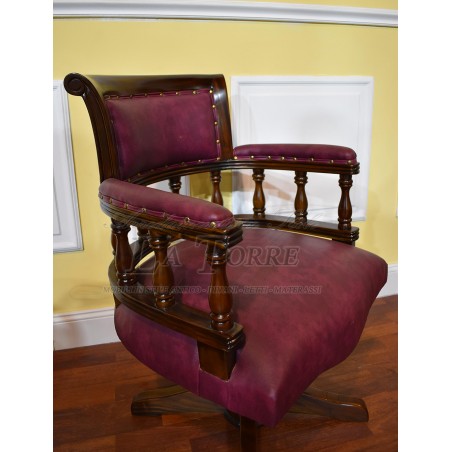 Chair Swivel office chair Flute Presidential walnut eco-leather Bordeaux Na42