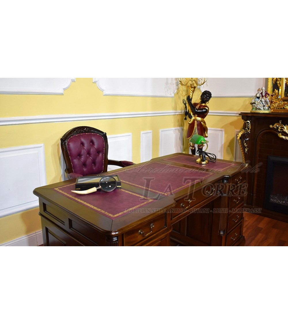 Burgundy English Ministerial double-sided desk