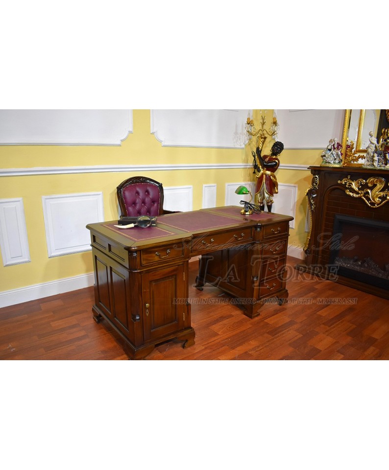 Burgundy English Ministerial double-sided desk