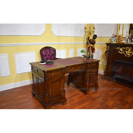 Scrivania bifacciale Ministeriale inglese bordeaux
