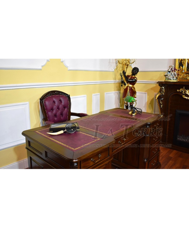Burgundy English Ministerial double-sided desk