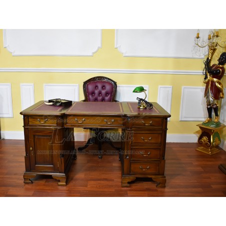 Burgundy English Ministerial double-sided desk