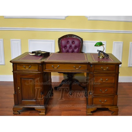 Ministerial Presidential Desk Double Sided Walnut Eco-Leather Bordeaux 180 cm Na11