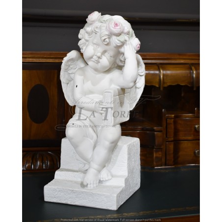 Antike barocke weiße Engelsstatue, Cherub-Ornament, Heimdekoration R19