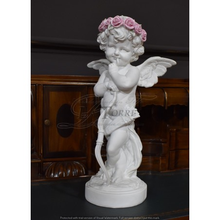 Statua Angelo antico barocco bianco puttino soprammobile decorazione casa R22