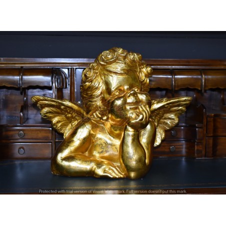 Antike barocke Engelsstatue, vergoldeter Cherub, Ornament, Heimdekoration R01