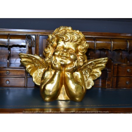 Antike barocke Engelsstatue, vergoldeter Cherub, Ornament, Heimdekoration R01