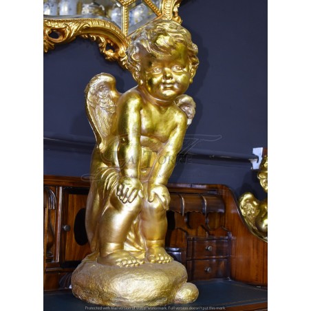 Antike barocke Engelsstatue, vergoldeter Cherub, Ornament, Heimdekoration R28