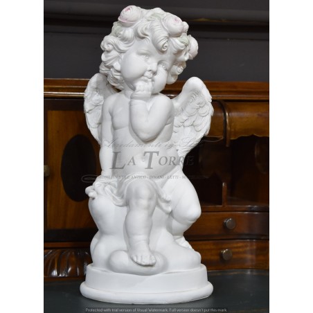 Statua Angelo antico barocco bianco puttino soprammobile decorazione casa R17