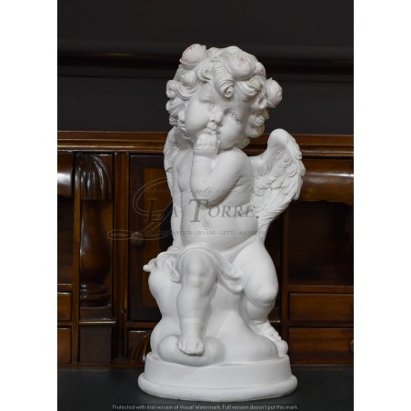 Statua Angelo antico barocco bianco puttino soprammobile decorazione casa R17
