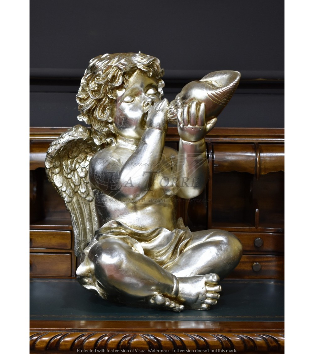 Antique baroque silver angel statue puttino ornament home decoration R34a