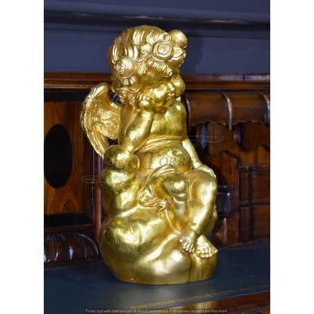 Statua Angelo antico barocco foglia oro puttino soprammobile decorazione casa R24