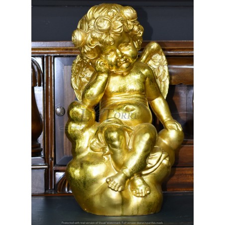 Statua Angelo antico barocco foglia oro puttino soprammobile decorazione casa R24